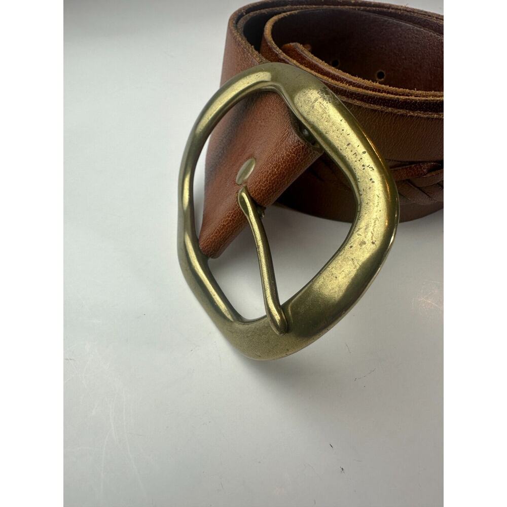 Linea Pelle Braided Woven Genuine Leather Handmade Belt With Buckle Brown Medium - Picture 12 of 13